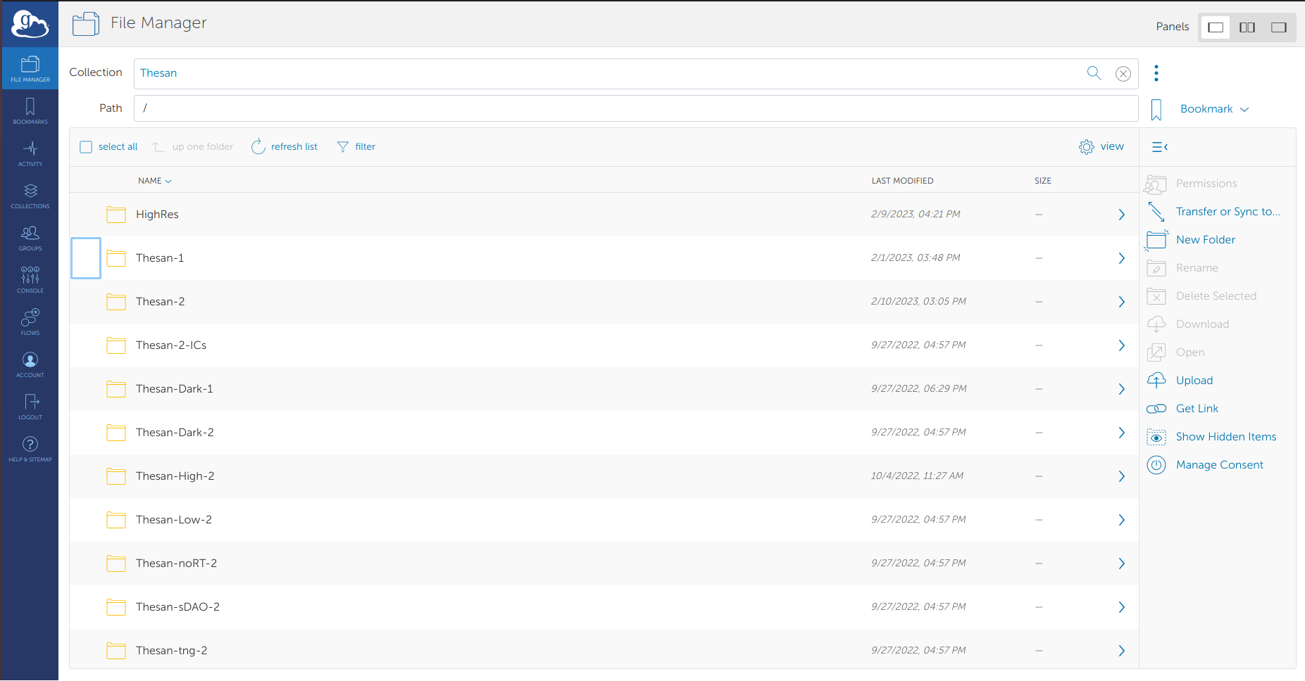 A screenshot of the Globus webpage